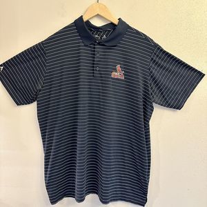 Antigua Men's Navy Striped Polo Shirt St. Louis Cardinals Size Large XL
